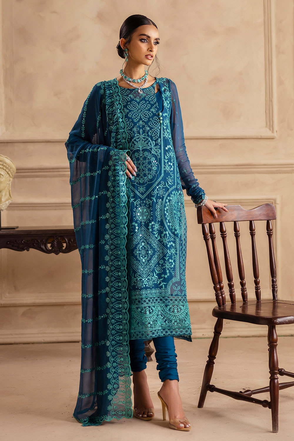Gul Ahmed | Festive Eid 25 | LE-52004 XL Navy Chiffon