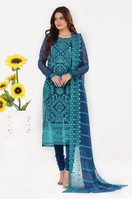 Gul Ahmed | Festive Eid 25 | LE-52004 XS Navy Chiffon