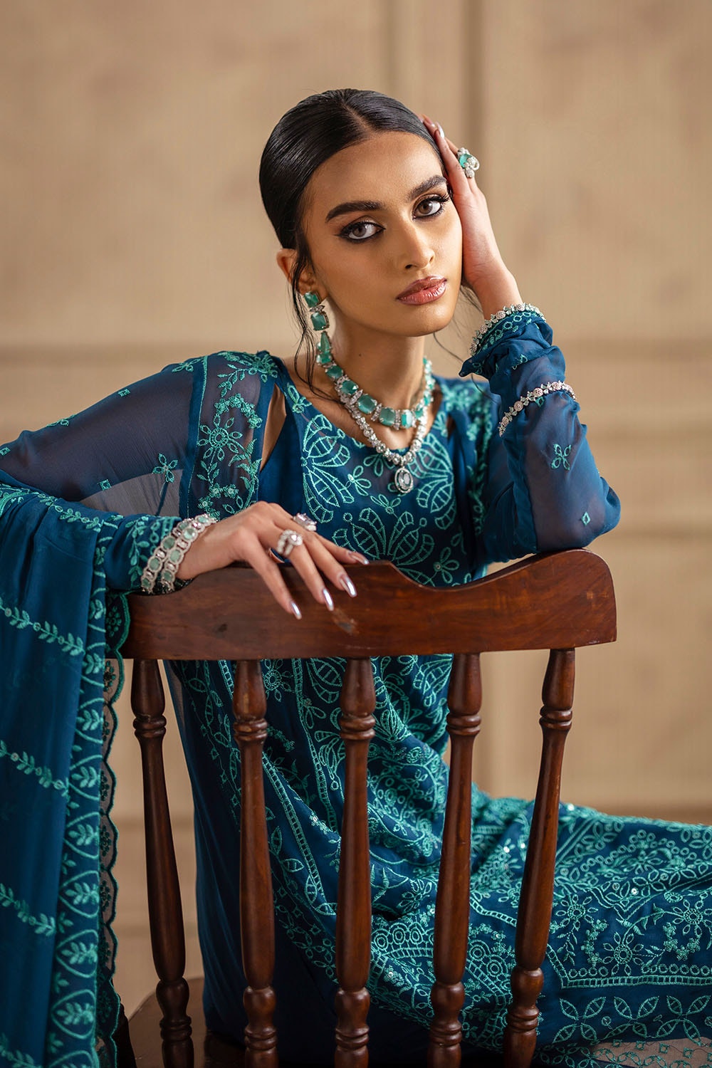 Gul Ahmed | Festive Eid 25 | LE-52004 Custom Size Navy Chiffon