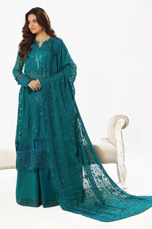 Gul Ahmed | Festive Eid 25 | LE-52017 XS Teal Green Chiffon