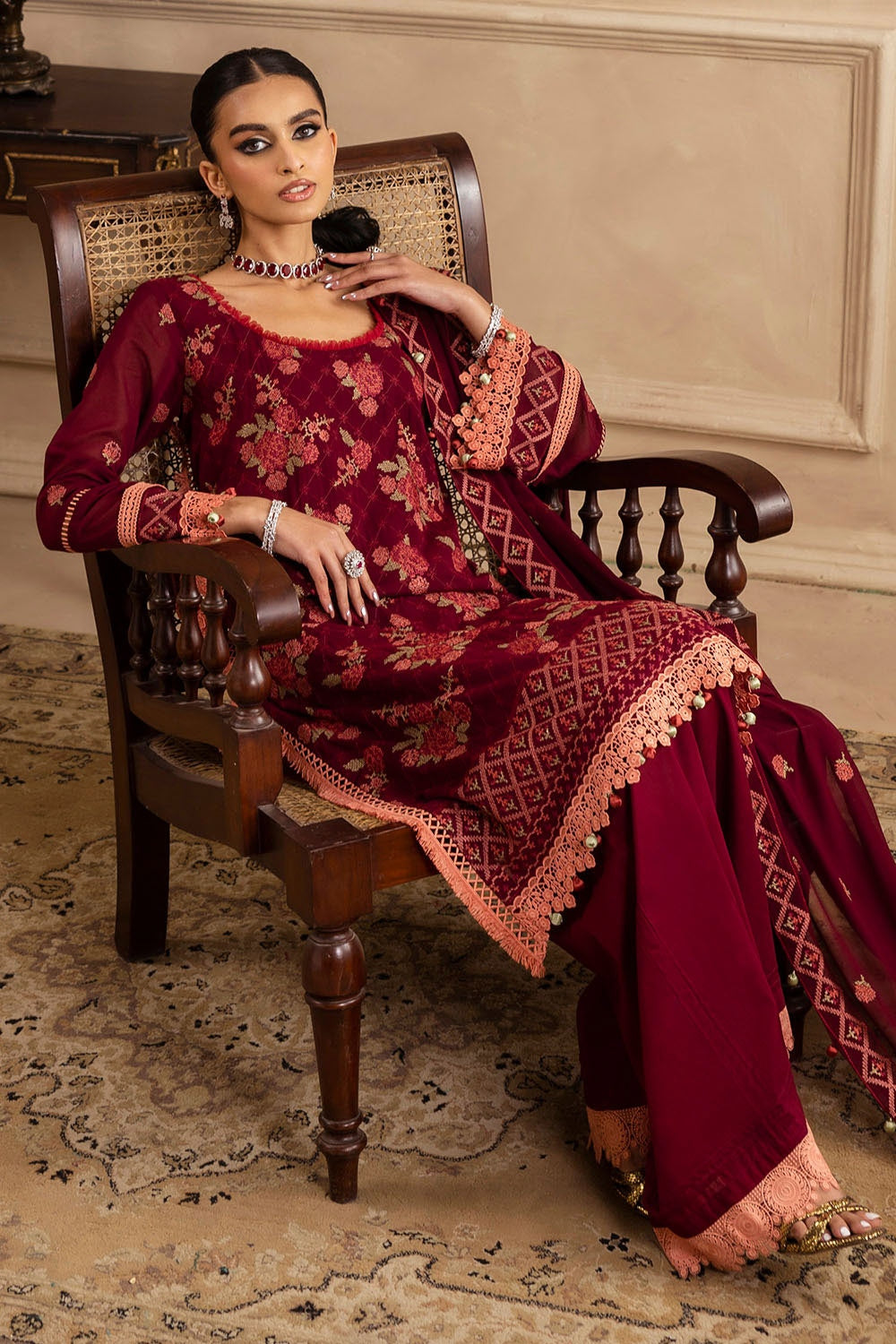 Gul Ahmed | Festive Eid 25 | LSV-52022 XL Blood Red Swiss
