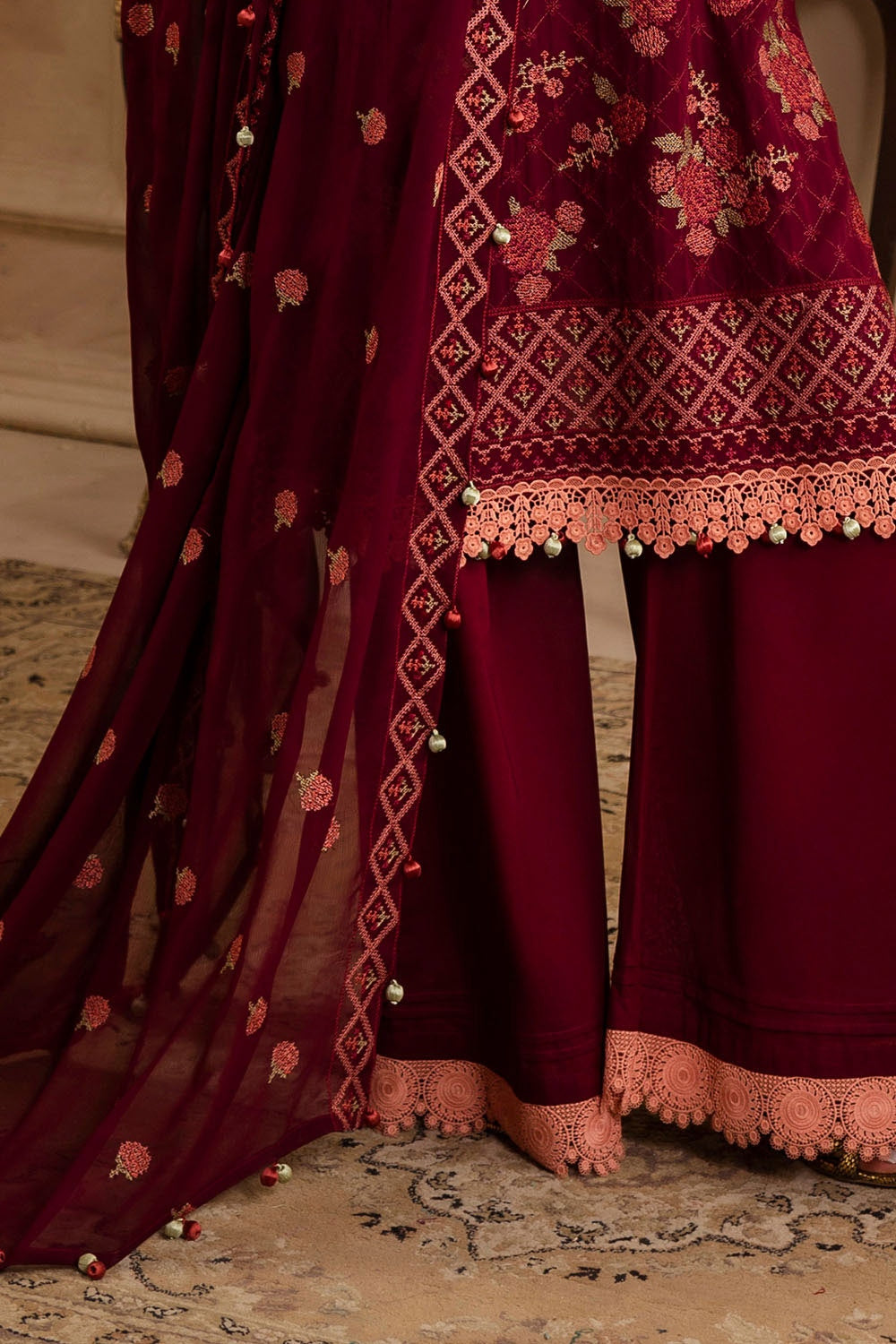 Gul Ahmed | Festive Eid 25 | LSV-52022 L Blood Red Swiss