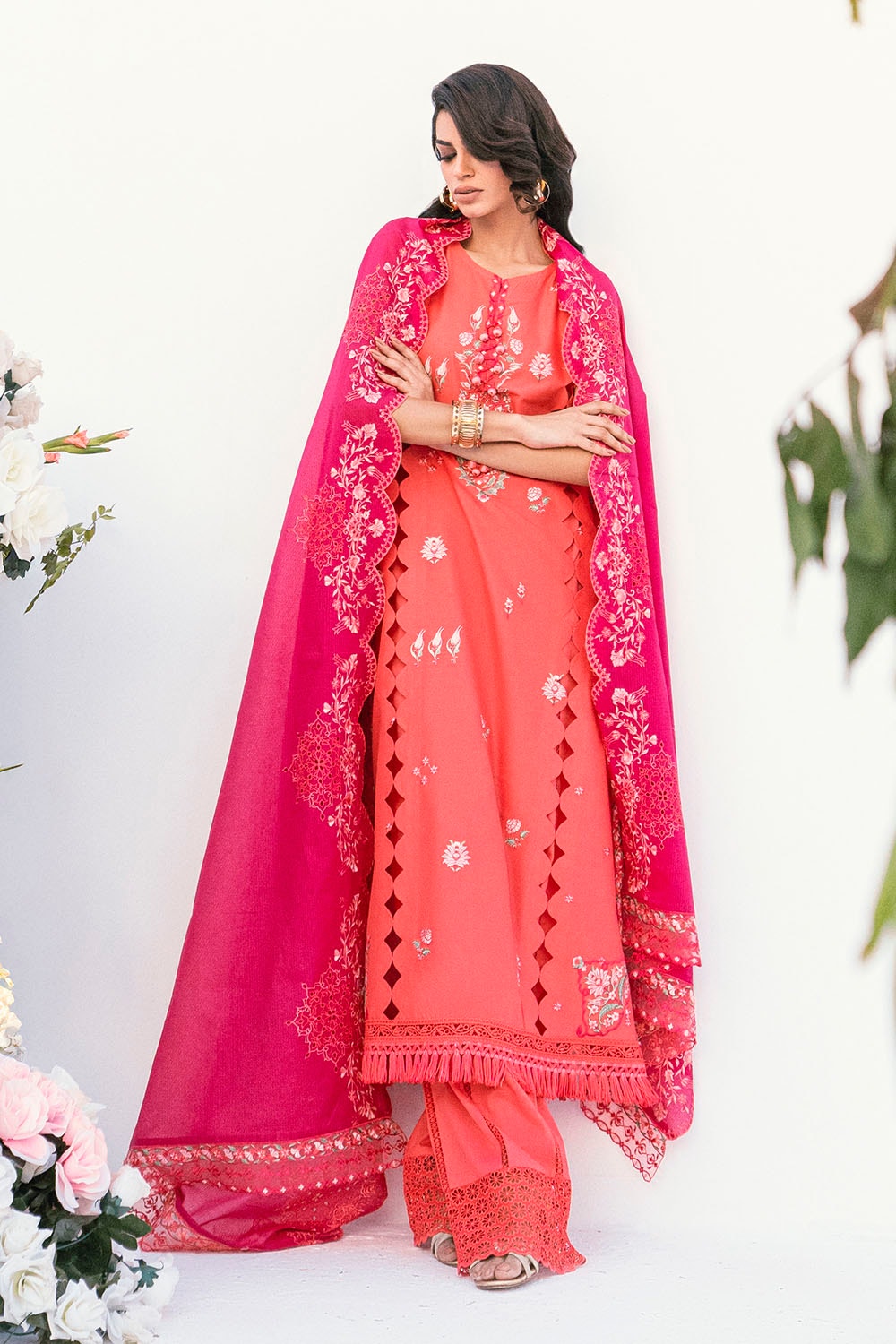 Gul Ahmed | Gul Nilofer 25 | DN-52007 XS Pinkish Orange Lawn