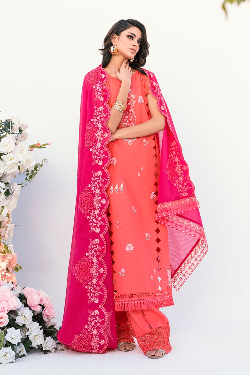 Gul Ahmed | Gul Nilofer 25 | DN-52007 S Pinkish Orange Lawn