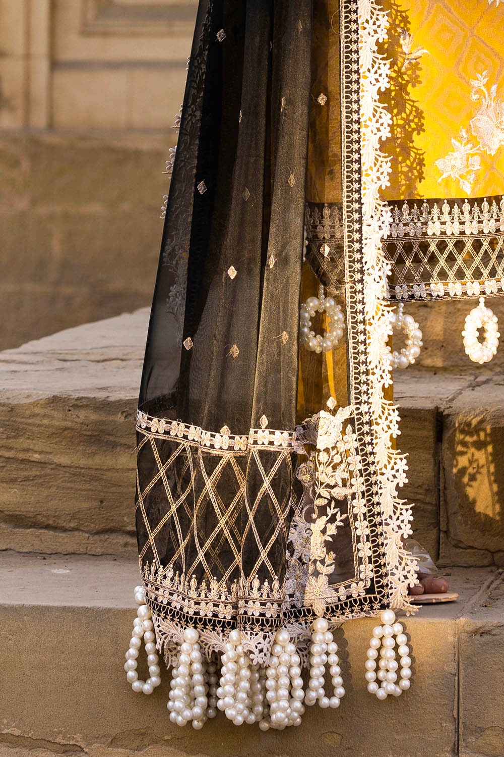Gul Ahmed | Festive Eid 25 | FE-52001 L Mustard Yellow Raw Silk