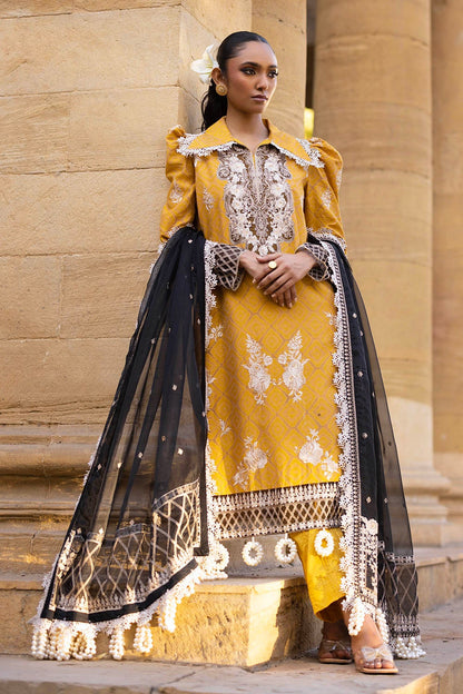 Gul Ahmed | Festive Eid 25 | FE-52001 XL Mustard Yellow Raw Silk