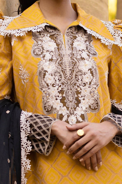 Gul Ahmed | Festive Eid 25 | FE-52001 M Mustard Yellow Raw Silk