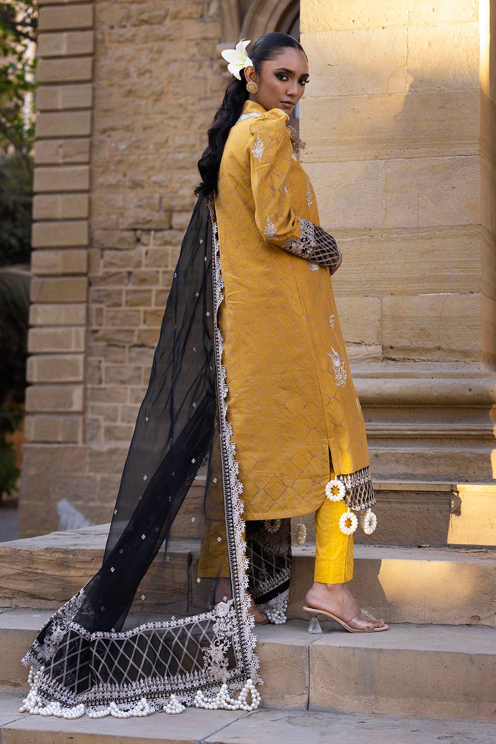 Gul Ahmed | Festive Eid 25 | FE-52001 S Mustard Yellow Raw Silk