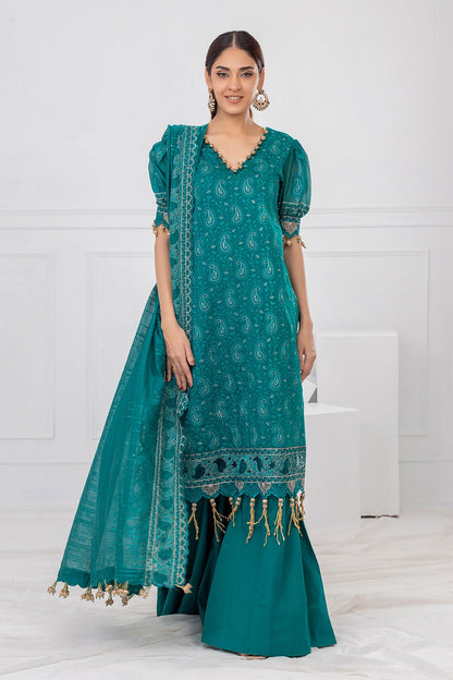 Gul Ahmed | Festive Eid 25 | FE-52032 XS Emerald Green Paper Cotton