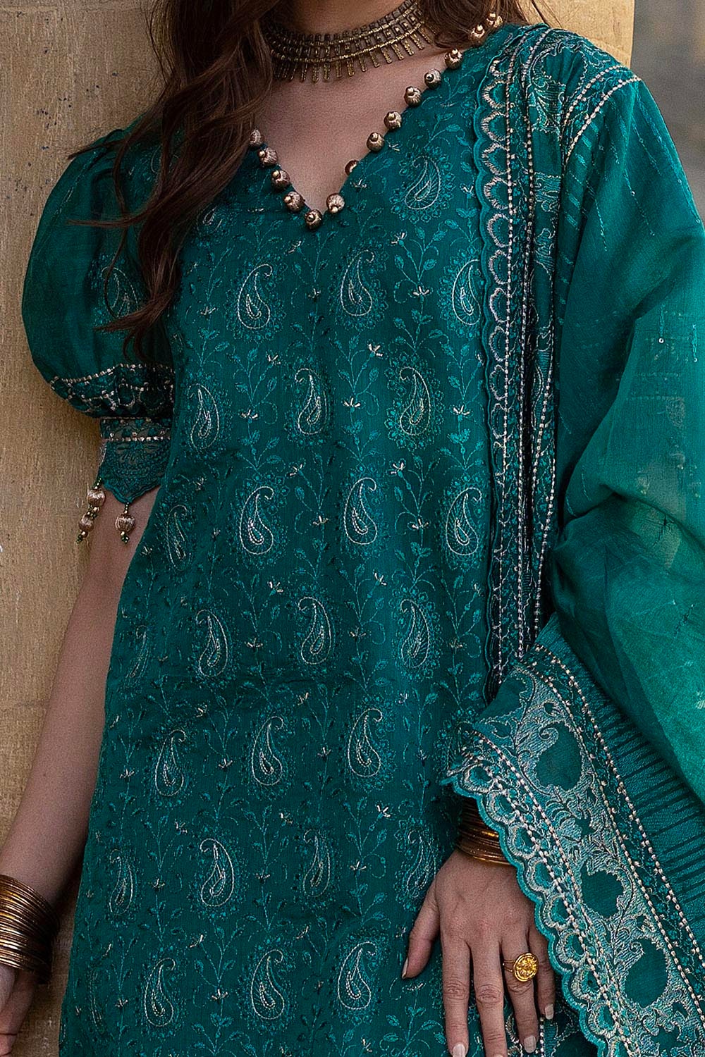 Gul Ahmed | Festive Eid 25 | FE-52032 M Emerald Green Paper Cotton