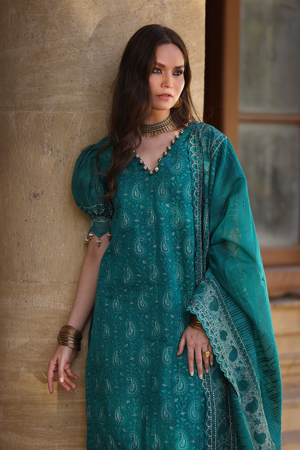 Gul Ahmed | Festive Eid 25 | FE-52032 L Emerald Green Paper Cotton