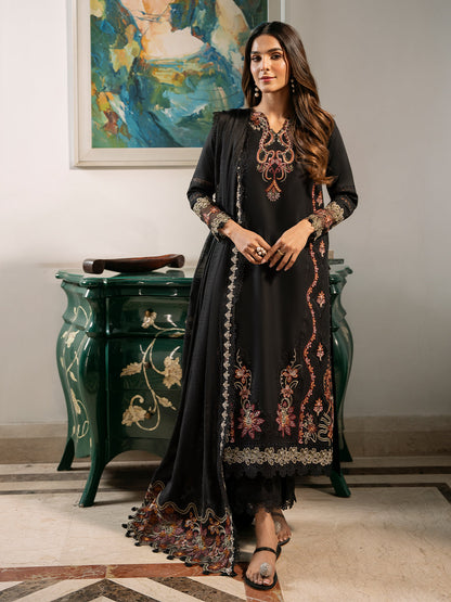Izel | Mahveen Festive Lawn 25 | FAHIMA XL Black Lawn