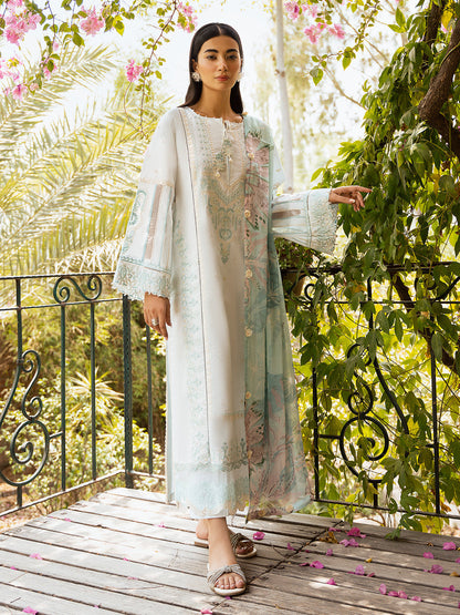 Izel | Dastak Luxury Lawn | FALAK XS Off White Lawn