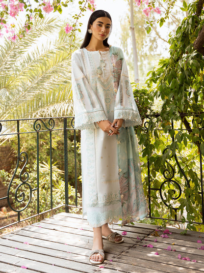 Izel | Dastak Luxury Lawn | FALAK S Off White Lawn