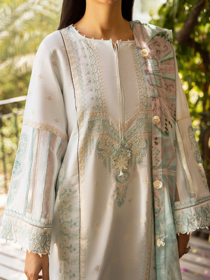 Izel | Dastak Luxury Lawn | FALAK M Off White Lawn