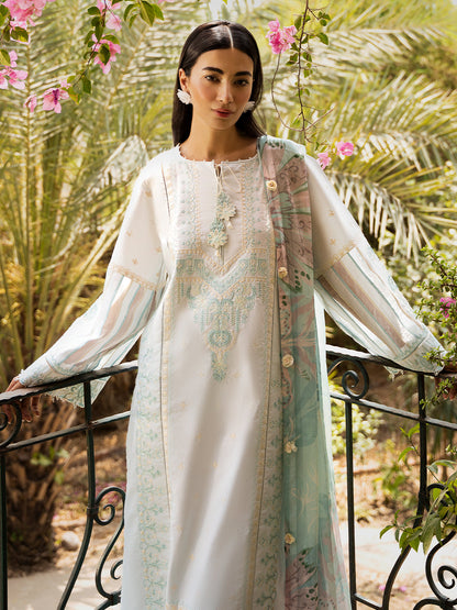Izel | Dastak Luxury Lawn | FALAK XL Off White Lawn