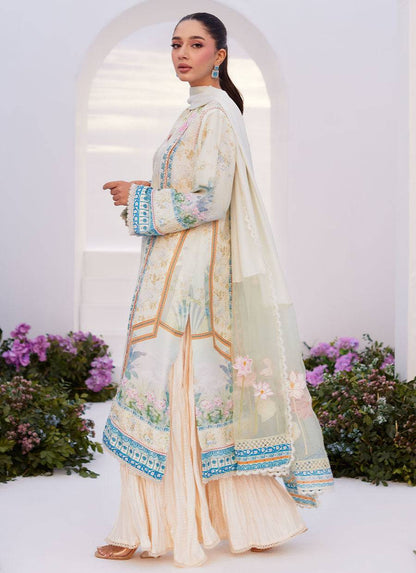 Farah Talib Aziz | Zaza Prints 24 | TURKISH AQUA SHIRT AND DUPATTA - Pakistani Designer Dress - by Farah Talib Aziz | Type: Luxury - 100% Original at Saira Sultan