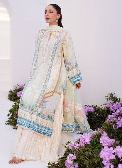 Farah Talib Aziz | Zaza Prints 24 | TURKISH AQUA SHIRT AND DUPATTA - Pakistani Designer Dress - by Farah Talib Aziz | Type: Luxury - 100% Original at Saira Sultan