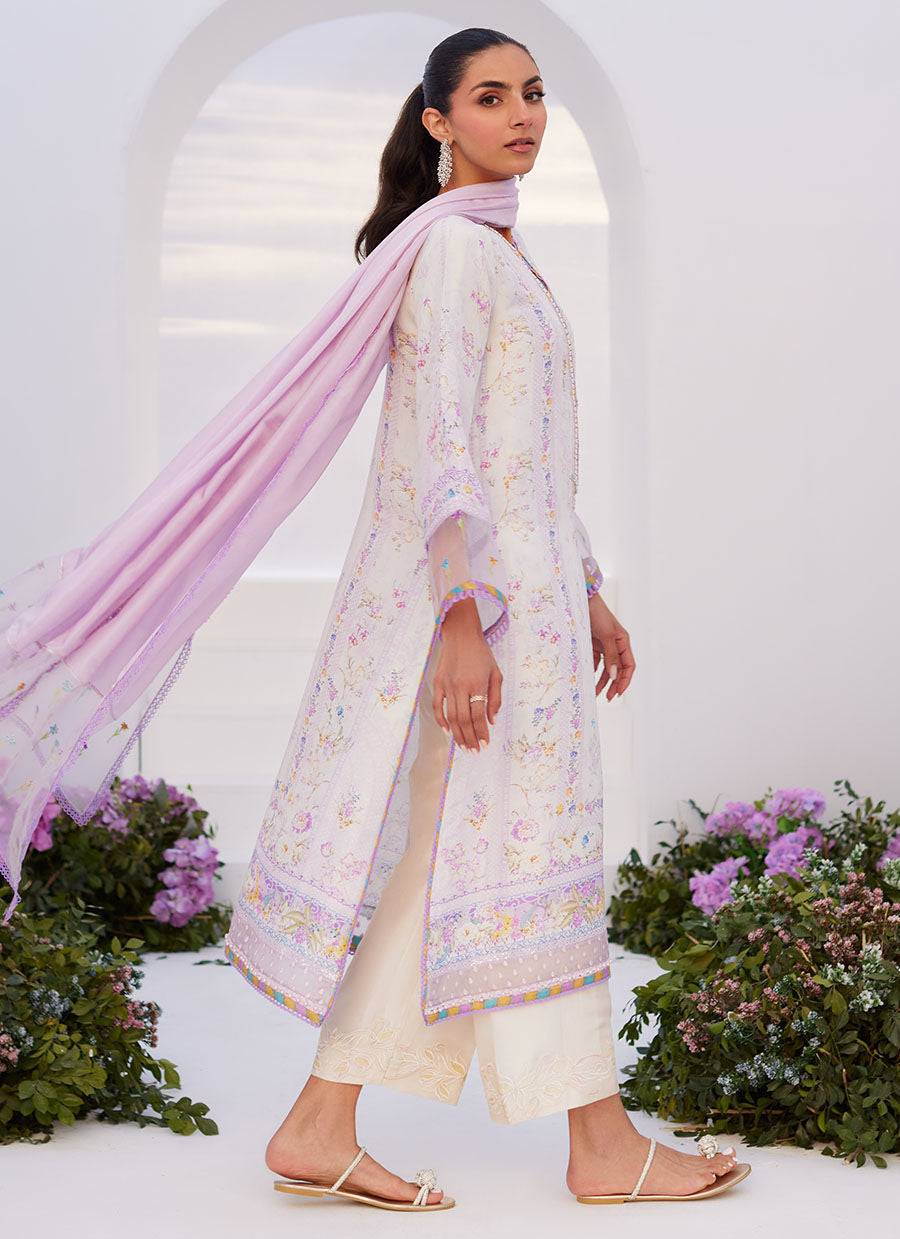 Farah Talib Aziz | Zaza Prints 24 | THISTLE LILAC SHIRT AND DUPATTA - Pakistani Designer Dress - by Farah Talib Aziz | Type: Luxury - 100% Original at Saira Sultan