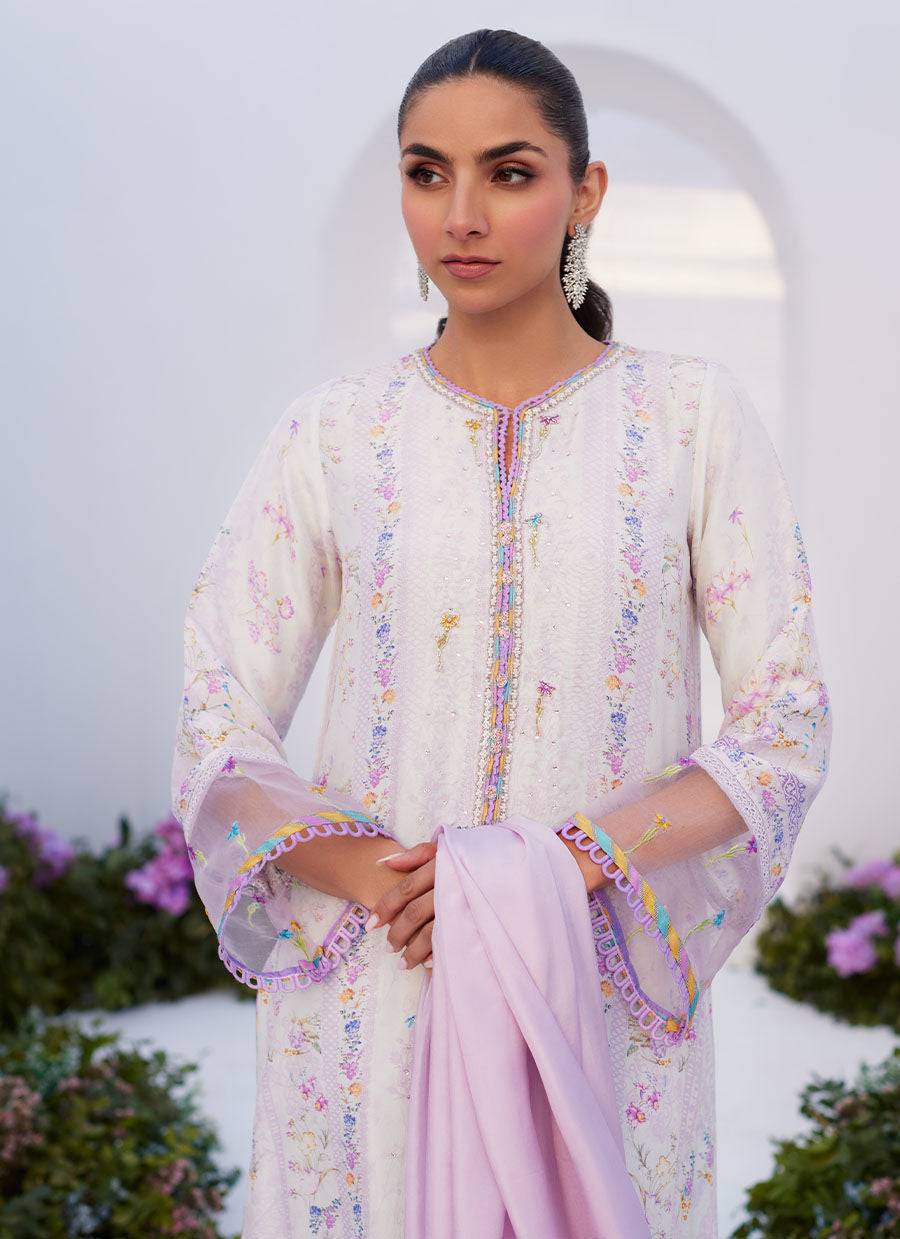 Farah Talib Aziz | Zaza Prints 24 | THISTLE LILAC SHIRT AND DUPATTA - Pakistani Designer Dress - by Farah Talib Aziz | Type: Luxury - 100% Original at Saira Sultan