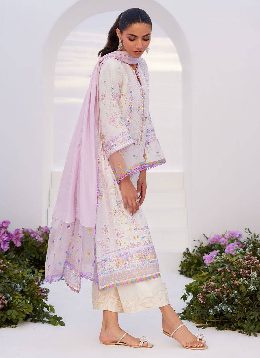 Farah Talib Aziz | Zaza Prints 24 | THISTLE LILAC SHIRT AND DUPATTA - Pakistani Designer Dress - by Farah Talib Aziz | Type: Luxury - 100% Original at Saira Sultan