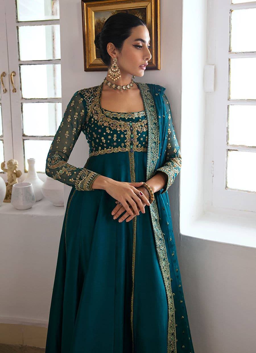 Farah Talib Aziz | Mayna Festive Luxe | AFRA TEAL - Pakistani Designer Dress - by Farah Talib Aziz | Type: Bridal - 100% Original at Saira Sultan