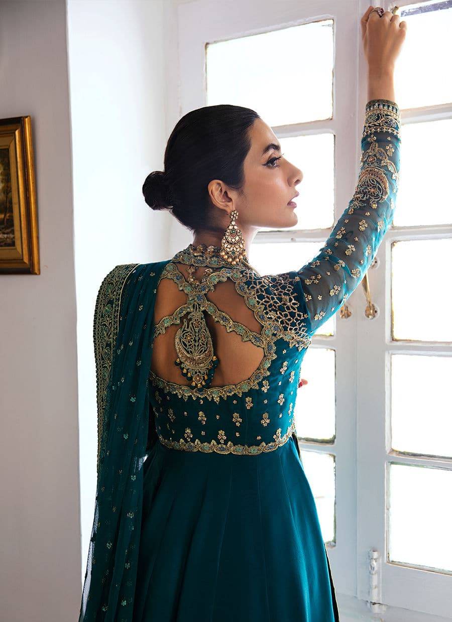 Farah Talib Aziz | Mayna Festive Luxe | AFRA TEAL - Pakistani Designer Dress - by Farah Talib Aziz | Type: Bridal - 100% Original at Saira Sultan