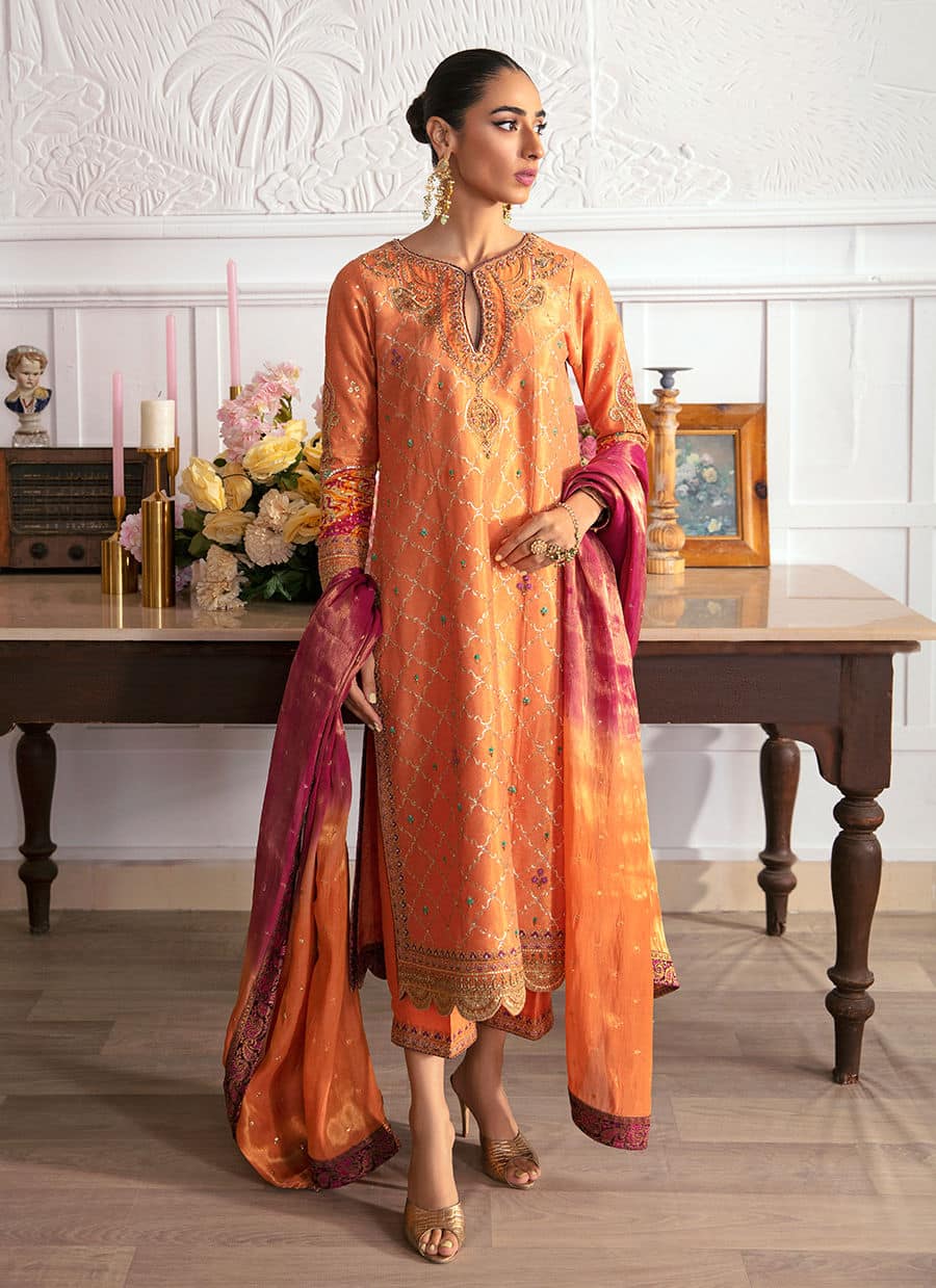 Farah Talib Aziz | Mayna Festive Luxe | ALEEN APRICOT - Pakistani Designer Dress - by Farah Talib Aziz | Type: Bridal - 100% Original at Saira Sultan
