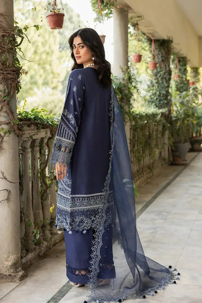 Farasha | Bahaar Embroidered Lawn | Blue Ochre - Pakistani Designer Dress - by Farasha | Type: Luxury - 100% Original at Saira Sultan