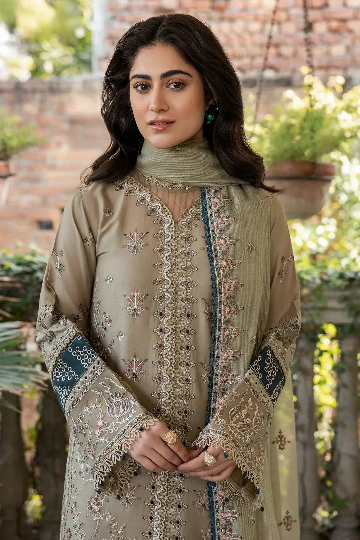 Farasha | Bahaar Embroidered Lawn | Whimsical Sage - Pakistani Designer Dress - by Farasha | Type: Luxury - 100% Original at Saira Sultan