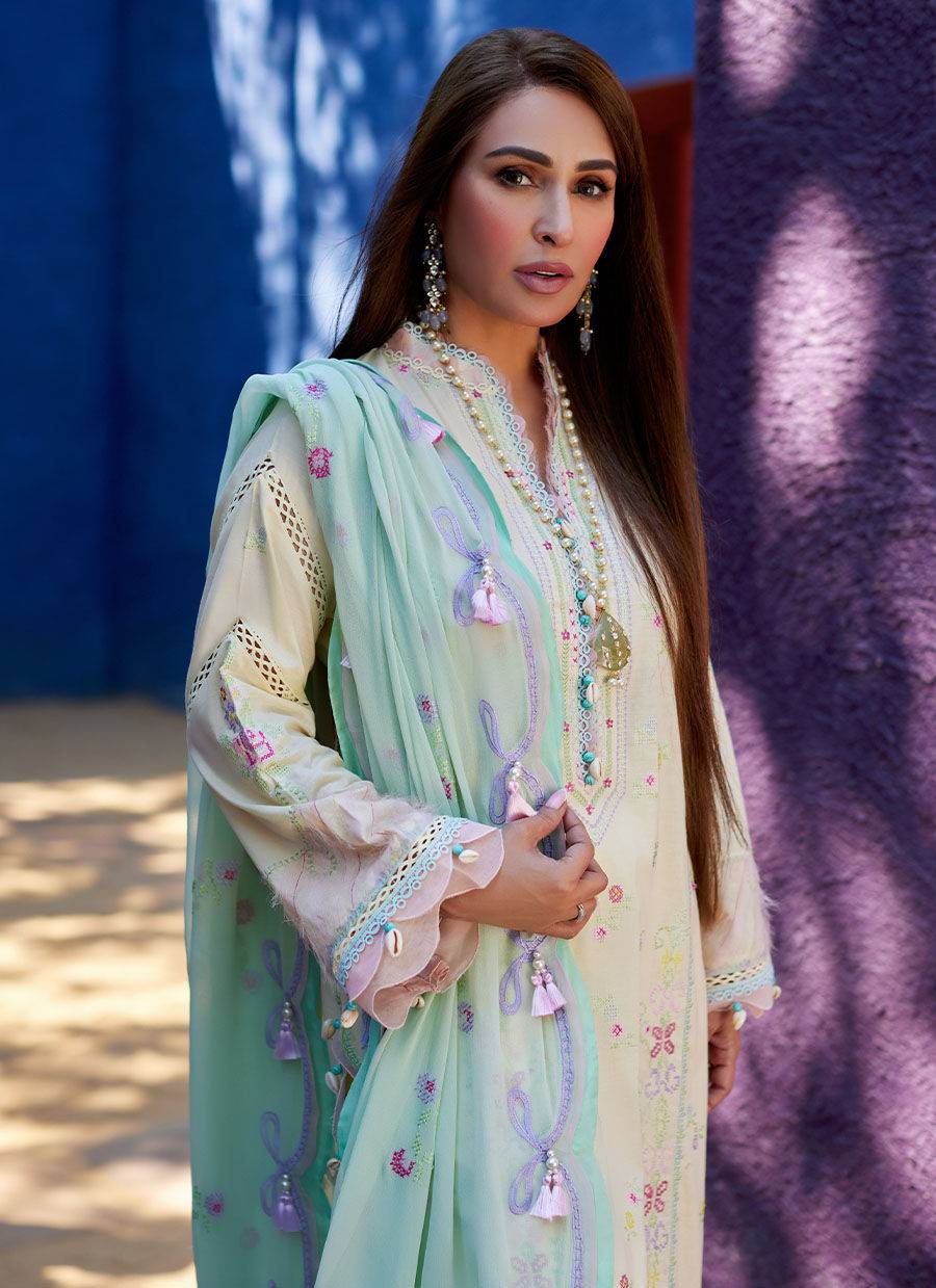 Farah Talib Aziz | Suay Lawn 24 | VAIA YELLOW - Pakistani Designer Dress - by Farah Talib Aziz | Type: Luxury - 100% Original at Saira Sultan