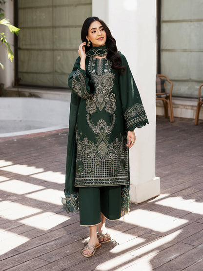 Izel | Mahveen Festive Lawn 25 | FATIN XS Bottle Green Lawn