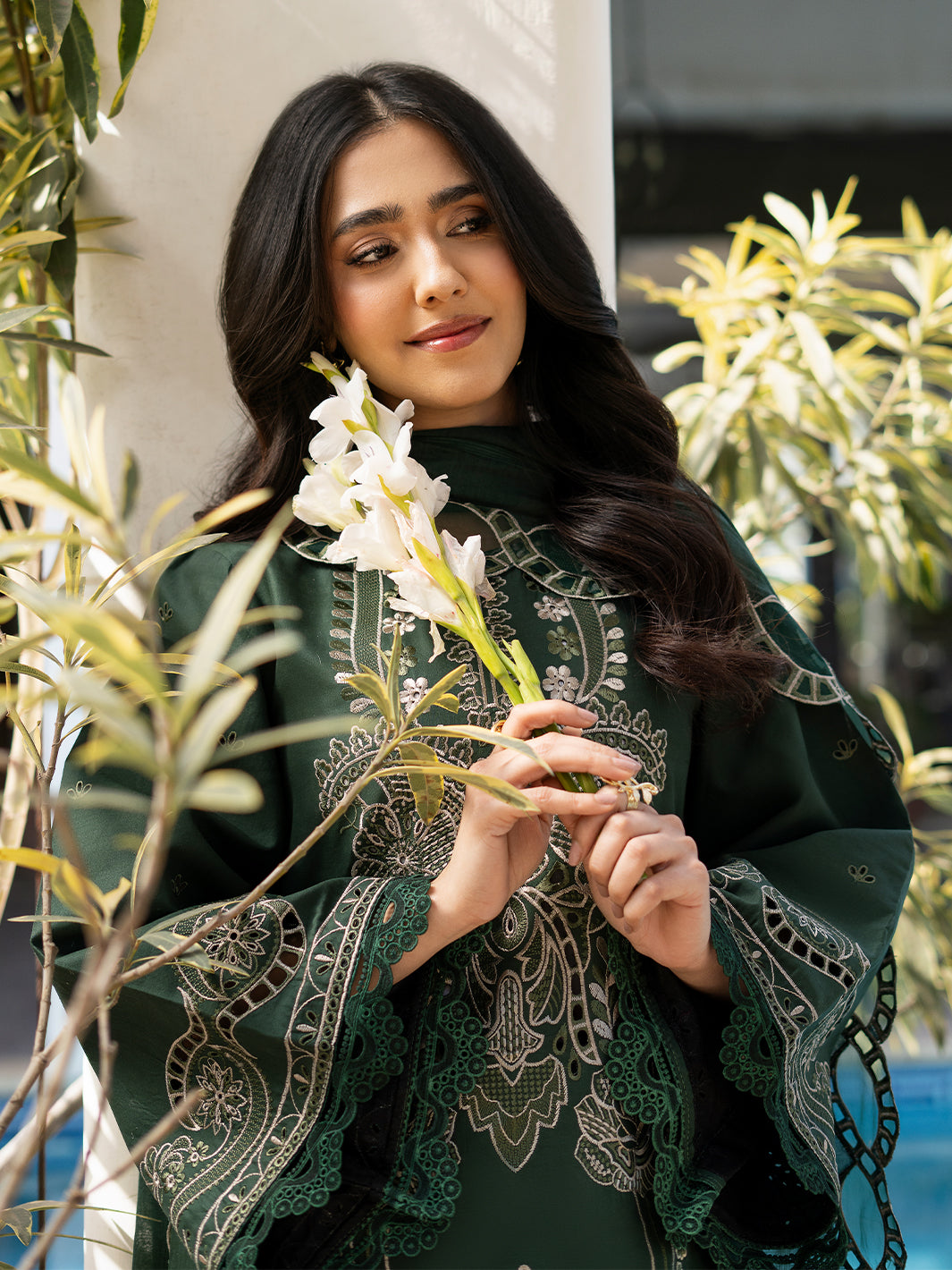 Izel | Mahveen Festive Lawn 25 | FATIN M Bottle Green Lawn