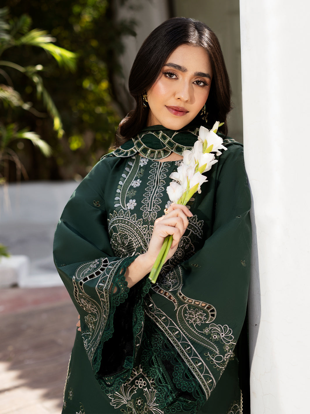 Izel | Mahveen Festive Lawn 25 | FATIN L Bottle Green Lawn