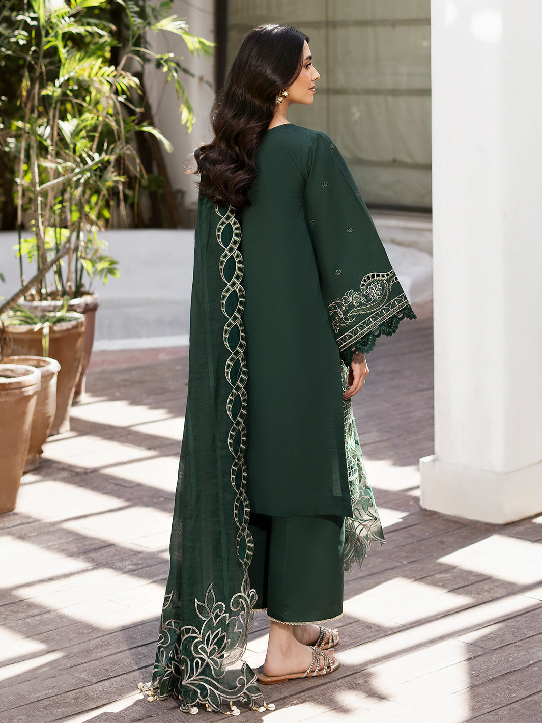 Izel | Mahveen Festive Lawn 25 | FATIN S Bottle Green Lawn