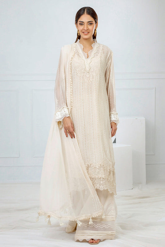 Gul Ahmed | Festive Eid 25 |FE-52074 XS Ivory Chiffon