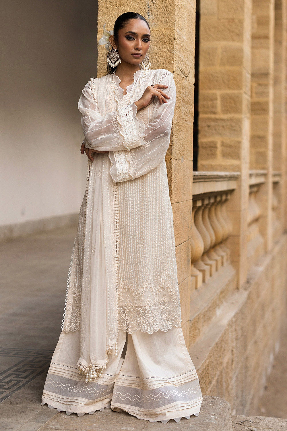 Gul Ahmed | Festive Eid 25 |FE-52074 XL Ivory Chiffon