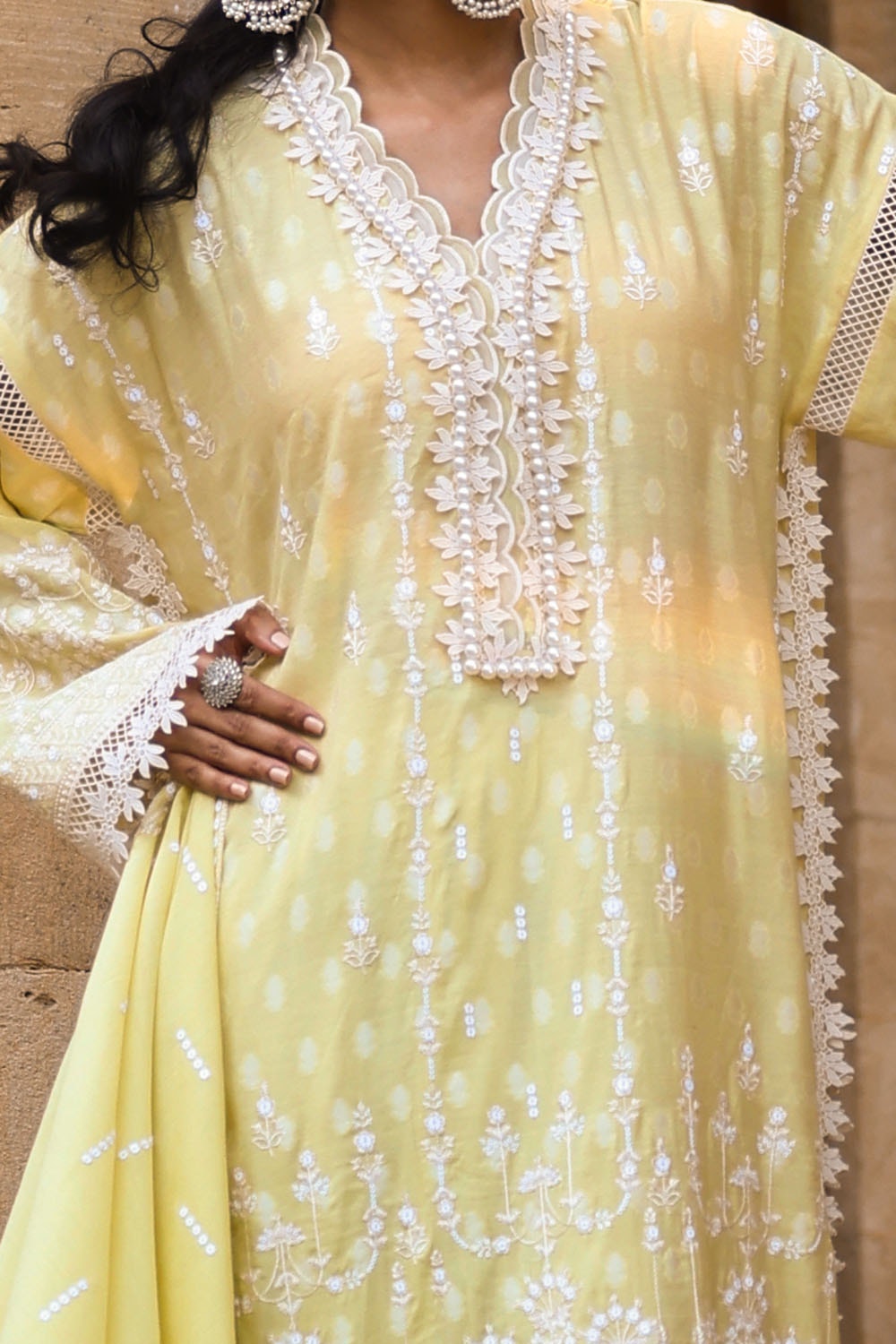 Gul Ahmed | Festive Eid 25 | FE-52080 S Dust Yellow Paper Cotton