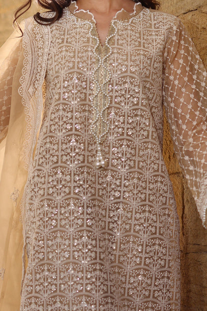 Gul Ahmed | Festive Eid 25 | FE-52087 M Beige Organza