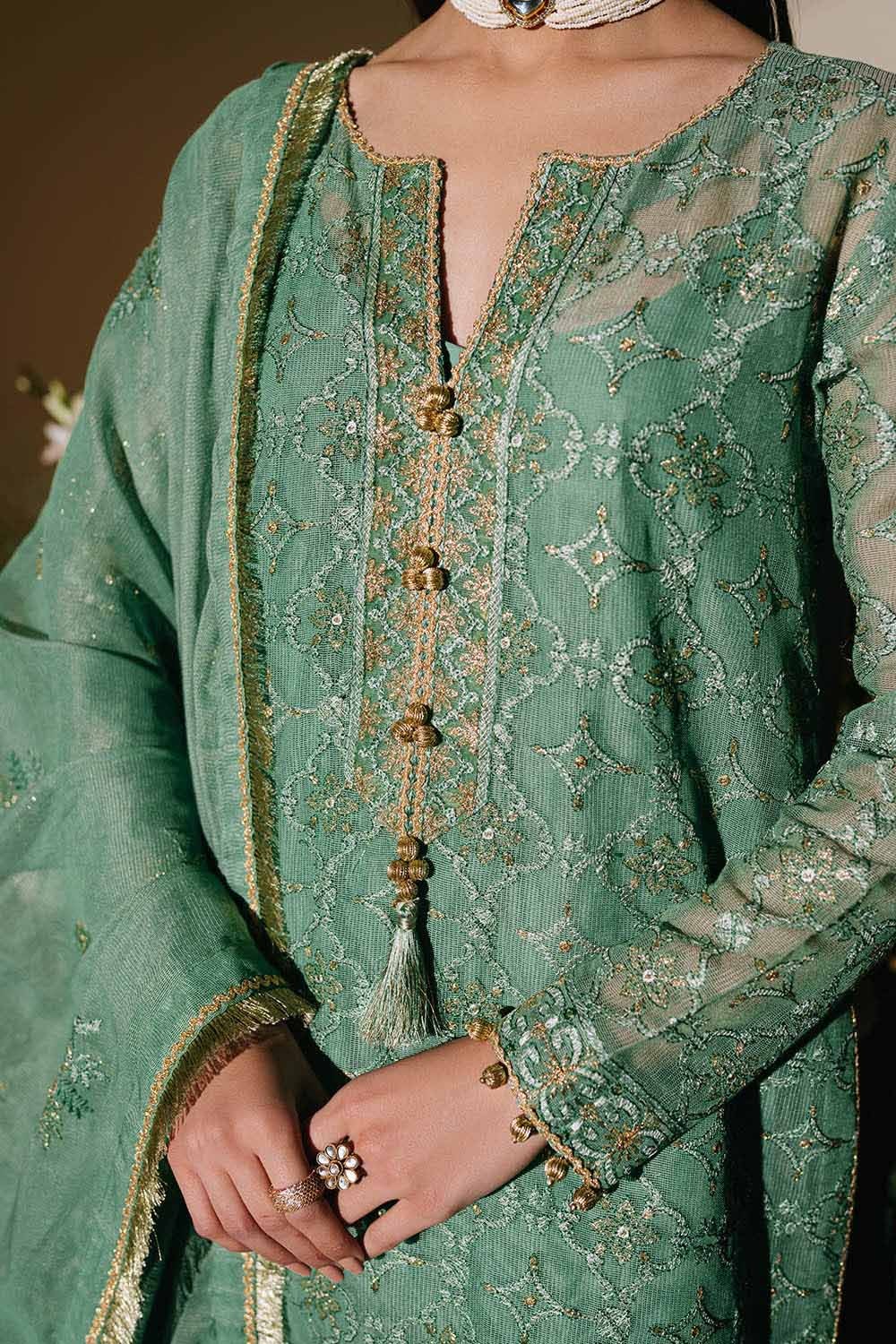 Gul Ahmed | Festive Eid 25 | FE-52088 Custom Size Sage Green Cotton Net