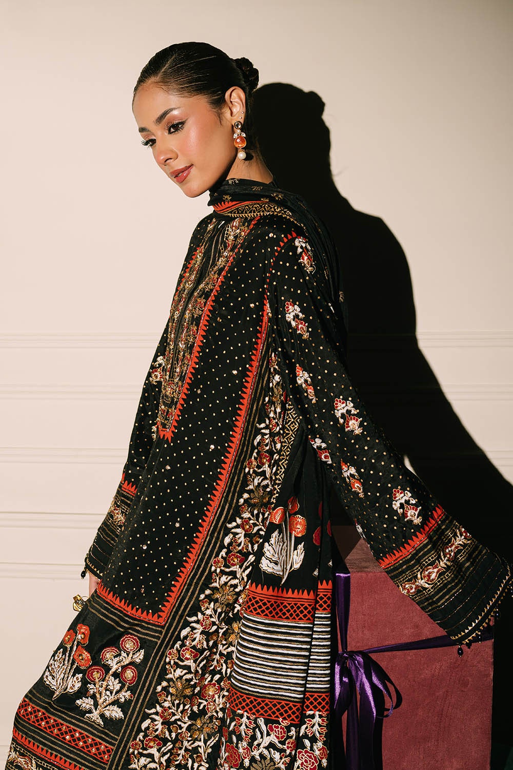 Gul Ahmed | Festive Eid 25 | FE-52091 Custom Size Black Raw Silk