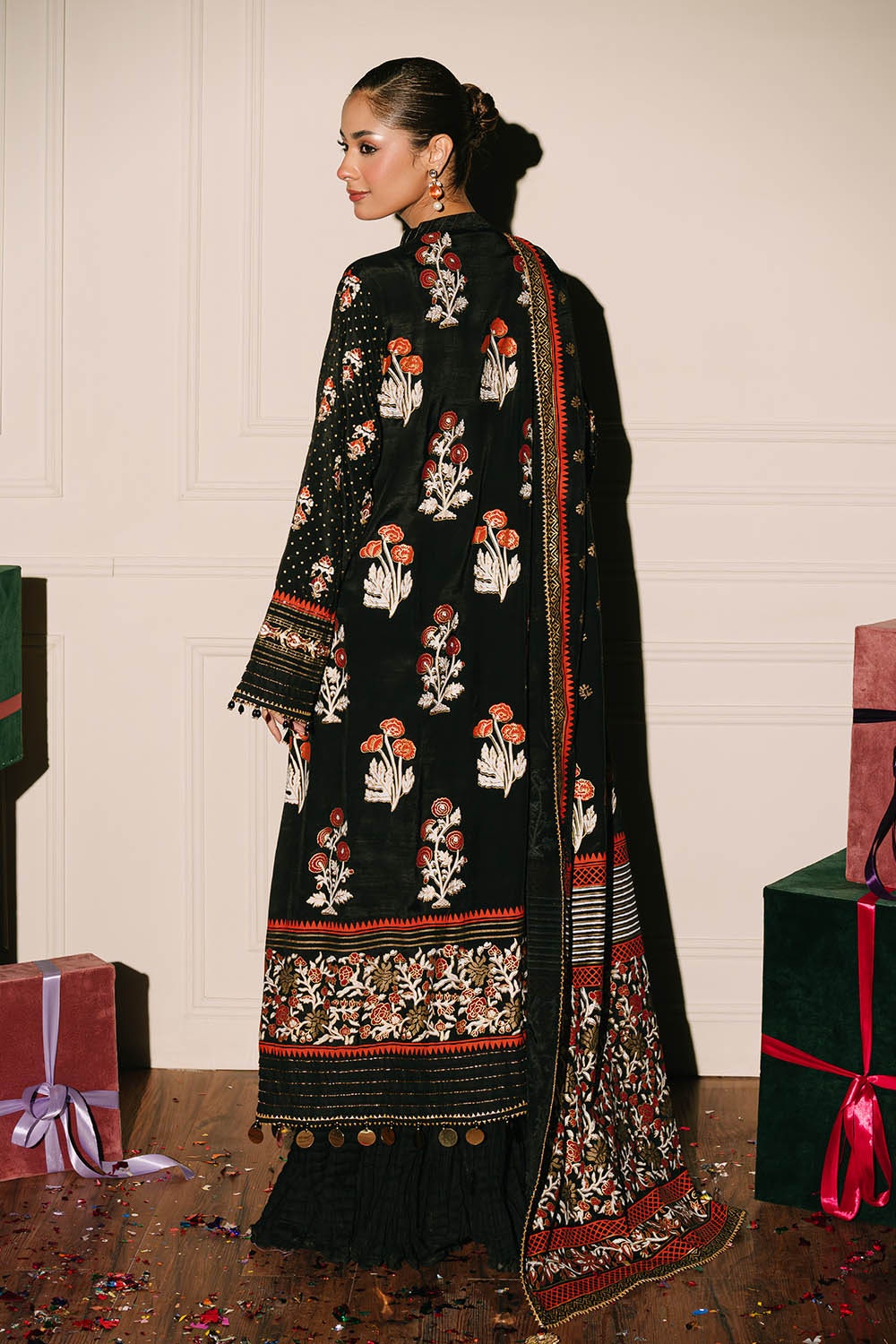 Gul Ahmed | Festive Eid 25 | FE-52091 XS Black Raw Silk