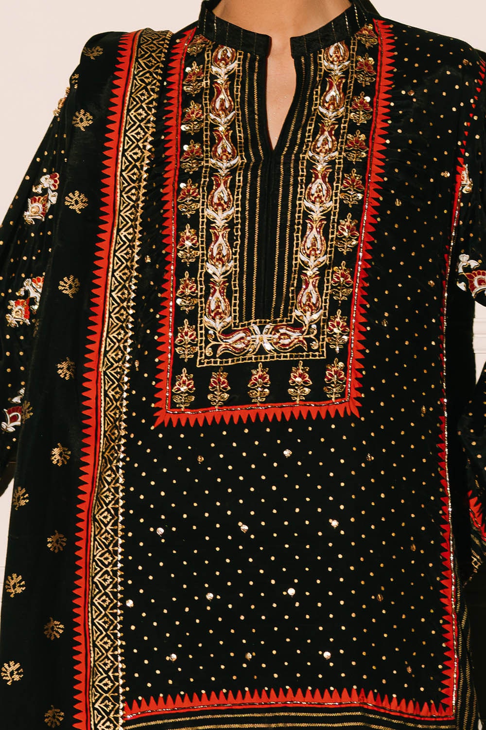 Gul Ahmed | Festive Eid 25 | FE-52091 L Black Raw Silk