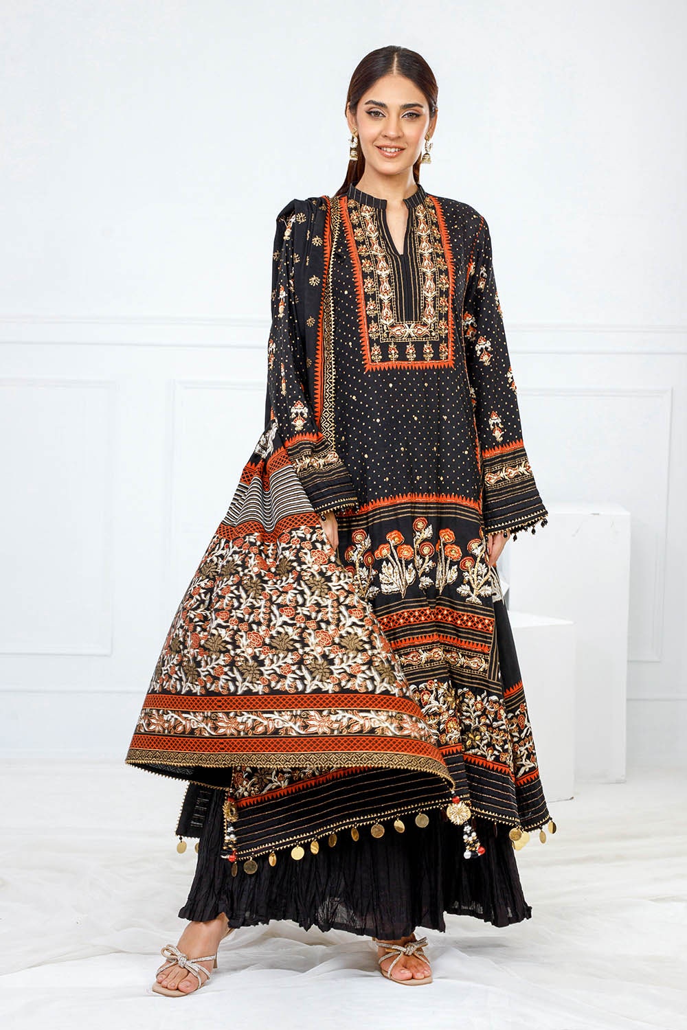 Gul Ahmed | Festive Eid 25 | FE-52091 S Black Raw Silk