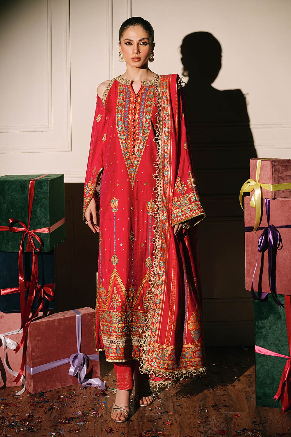 Gul Ahmed | Festive Eid 25 |FE-52093 L Pinkish Orange Paper Cotton