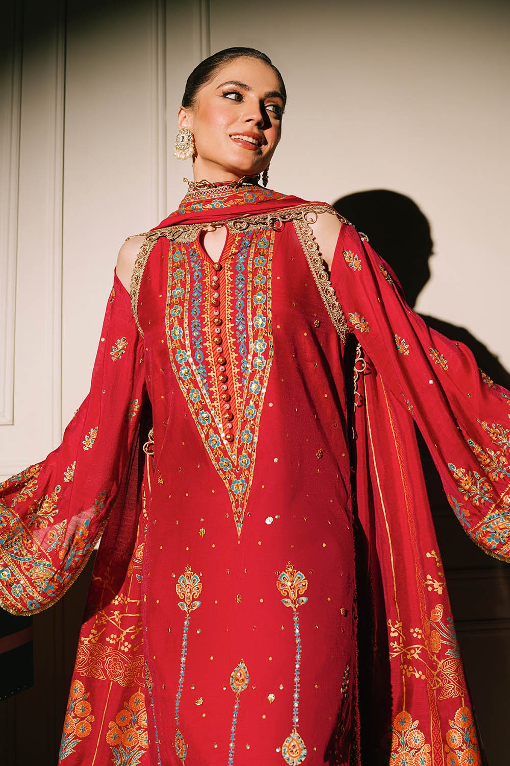 Gul Ahmed | Festive Eid 25 |FE-52093 Custom Size Pinkish Orange Paper Cotton