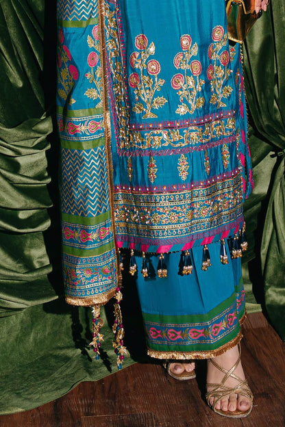 Gul Ahmed | Festive Eid 25 | FE-52094 L Peacock Blue Paper Cotton