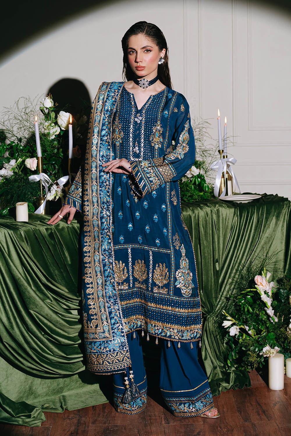 Gul Ahmed | Festive Eid 25 | FE-52095 XS Cobalt Blue Paper Cotton