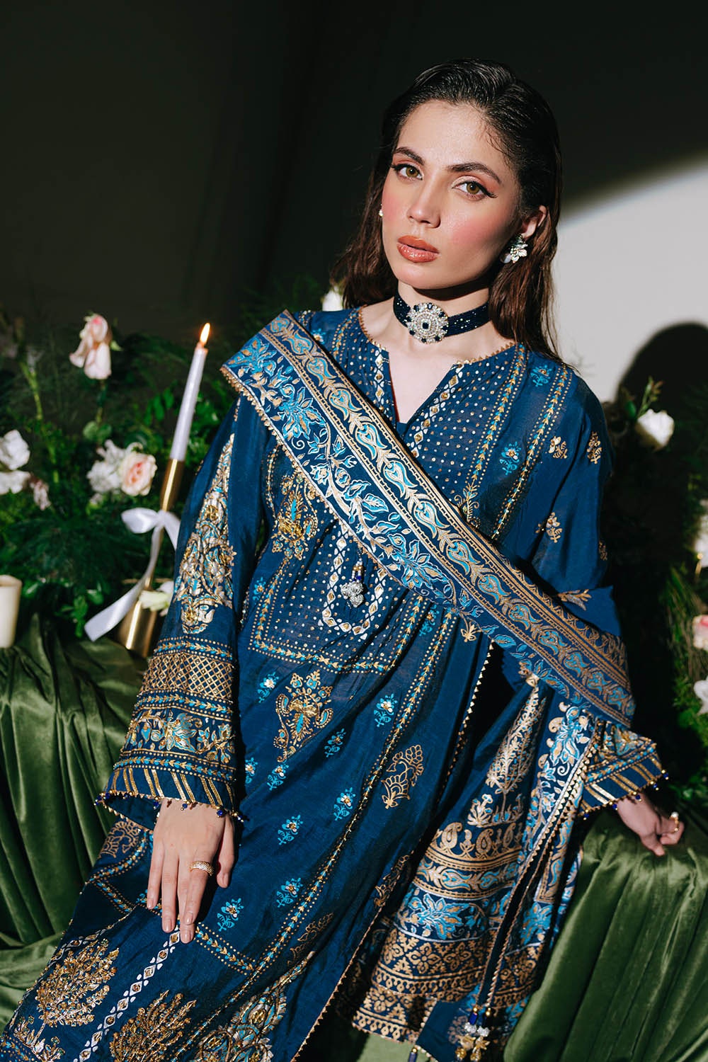 Gul Ahmed | Festive Eid 25 | FE-52095 L Cobalt Blue Paper Cotton