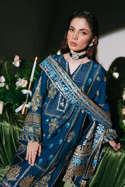 Gul Ahmed | Festive Eid 25 | FE-52095 L Cobalt Blue Paper Cotton